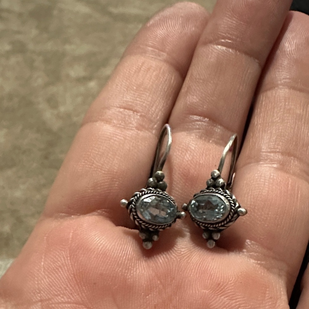 925 Vintage Genuine Topaz  Earrings